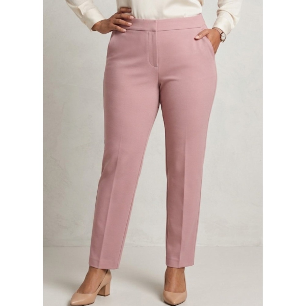 NWT Chico's Dress Pants Womens 3.5R Pink Slim Ponte Pull On Workwear Pockets